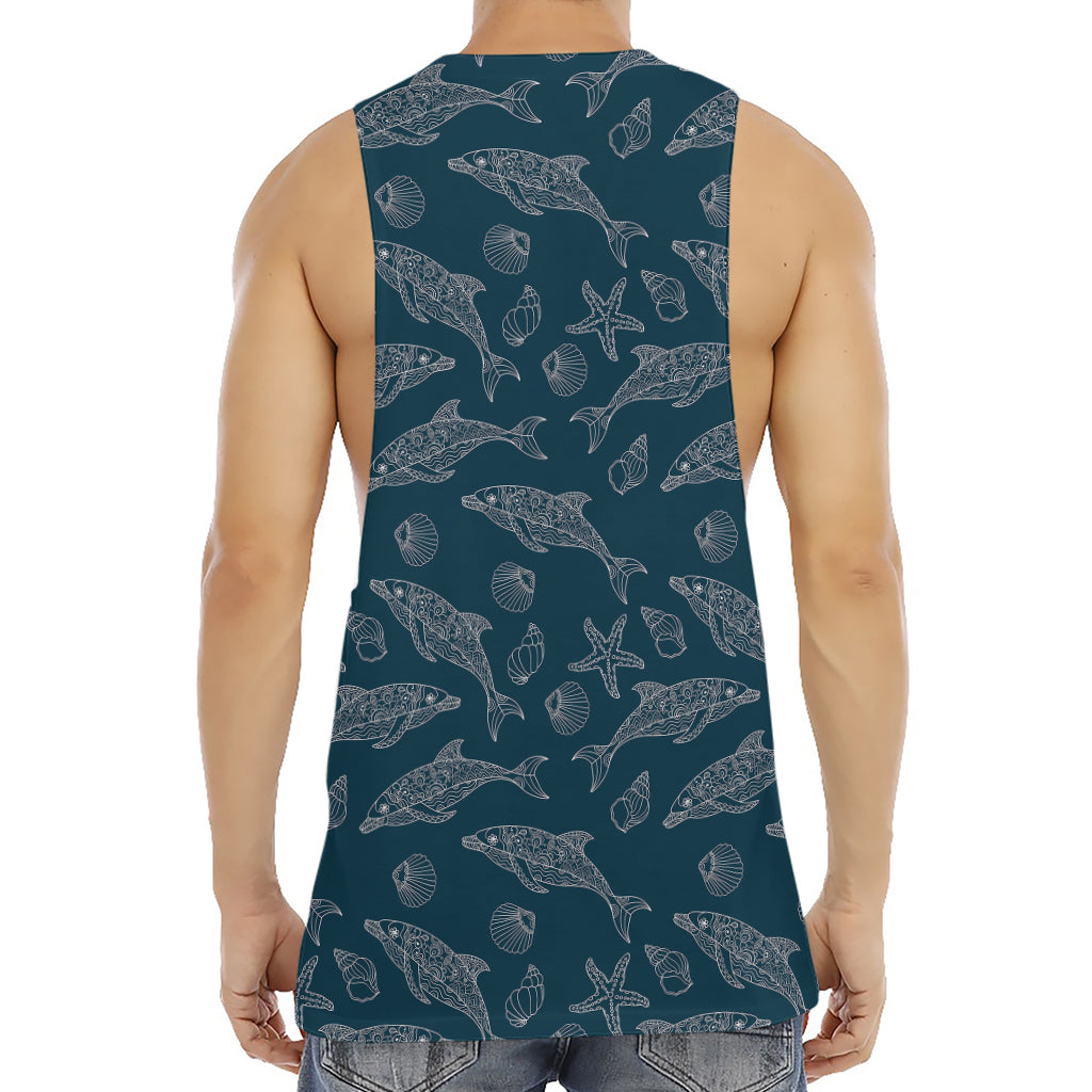Vintage Dolphins Pattern Print Men's Muscle Tank Top