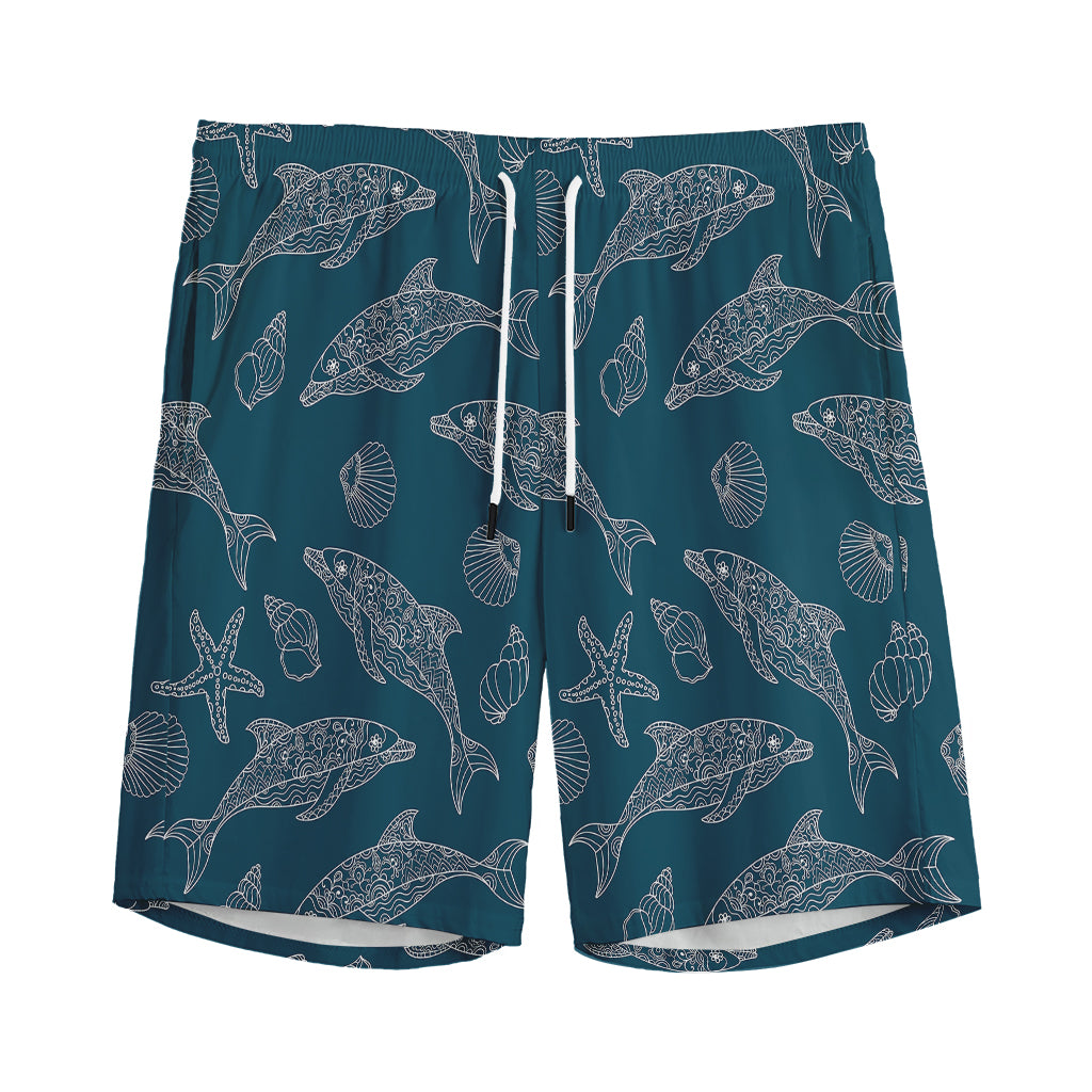Vintage Dolphins Pattern Print Men's Sports Shorts