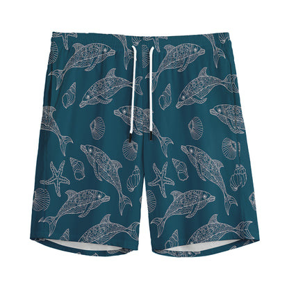 Vintage Dolphins Pattern Print Men's Sports Shorts