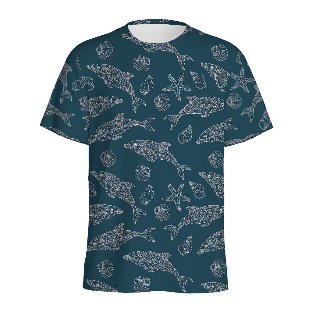 Vintage Dolphins Pattern Print Men's Sports T-Shirt
