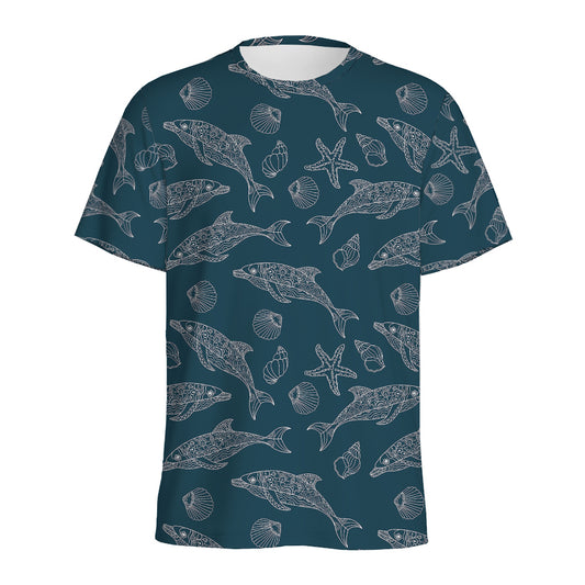 Vintage Dolphins Pattern Print Men's Sports T-Shirt