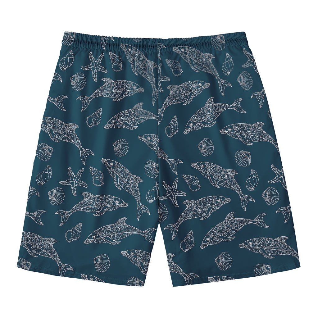 Vintage Dolphins Pattern Print Men's Swim Trunks
