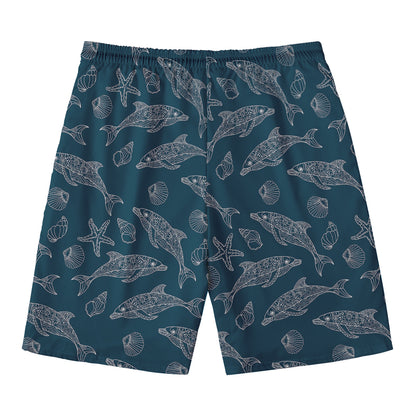 Vintage Dolphins Pattern Print Men's Swim Trunks