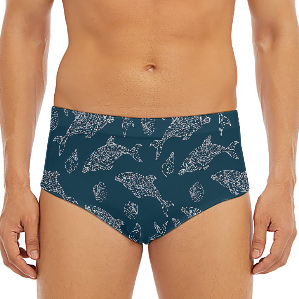 Vintage Dolphins Pattern Print Men's Triangle Swim Briefs