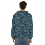 Vintage Dolphins Pattern Print Men's Velvet Pullover Hoodie