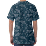 Vintage Dolphins Pattern Print Men's Velvet T-Shirt