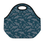 Vintage Dolphins Pattern Print Neoprene Lunch Bag