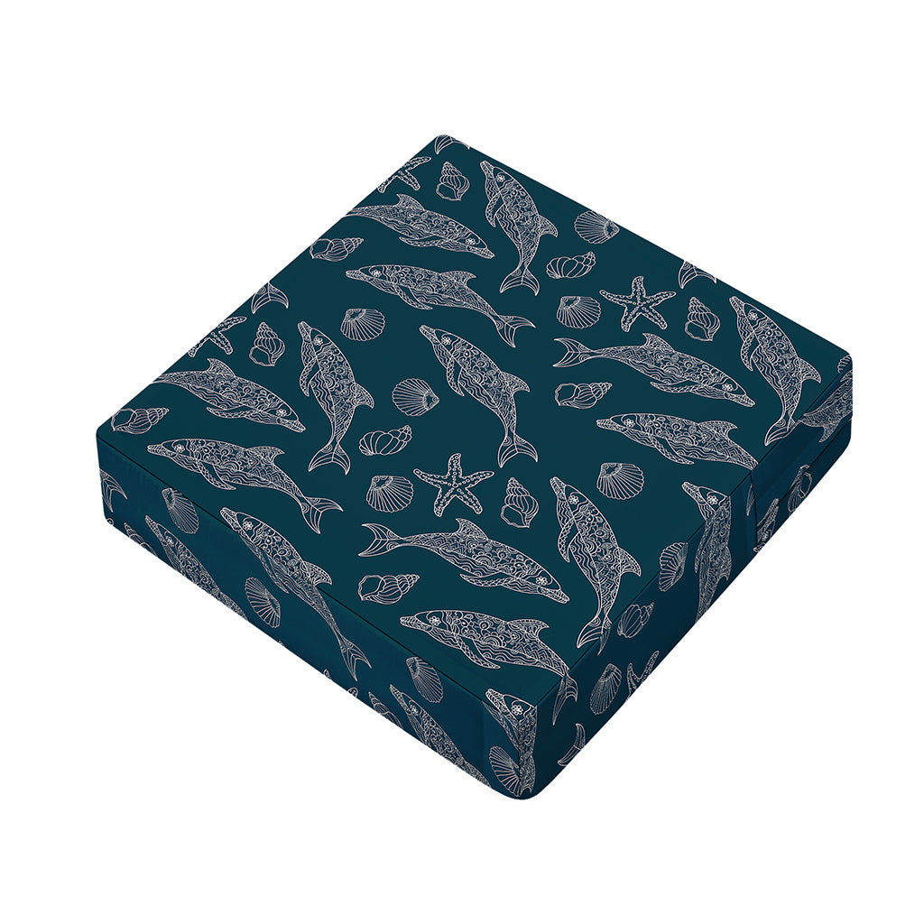 Vintage Dolphins Pattern Print Outdoor Seat Cushion Cover