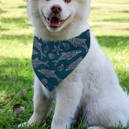 Vintage Dolphins Pattern Print Over The Collar Dog Bandana