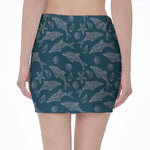 Vintage Dolphins Pattern Print Pencil Mini Skirt