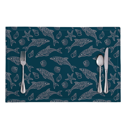 Vintage Dolphins Pattern Print Placemat