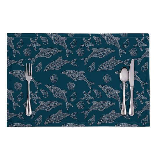 Vintage Dolphins Pattern Print Placemat