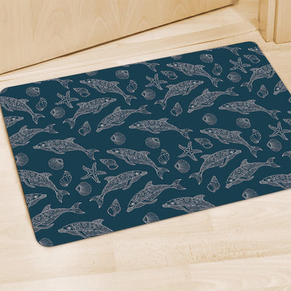 Vintage Dolphins Pattern Print Polyester Doormat