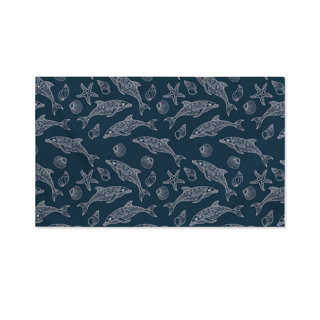 Vintage Dolphins Pattern Print Polyester Flag