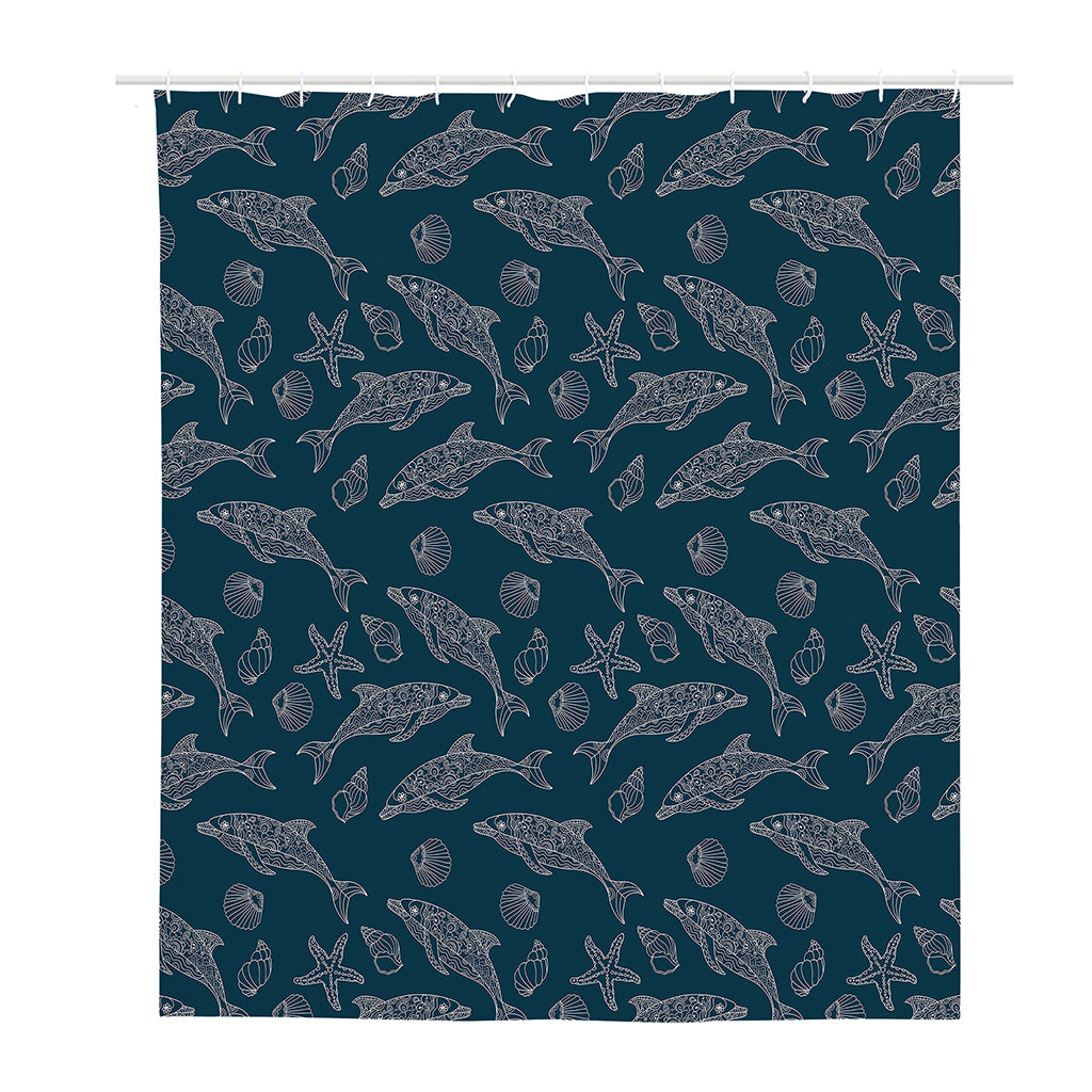 Vintage Dolphins Pattern Print Polyester Shower Curtain