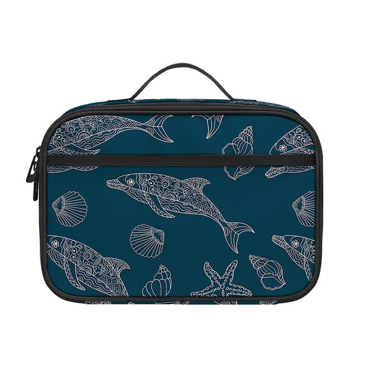 Vintage Dolphins Pattern Print Portable Lunch Bag