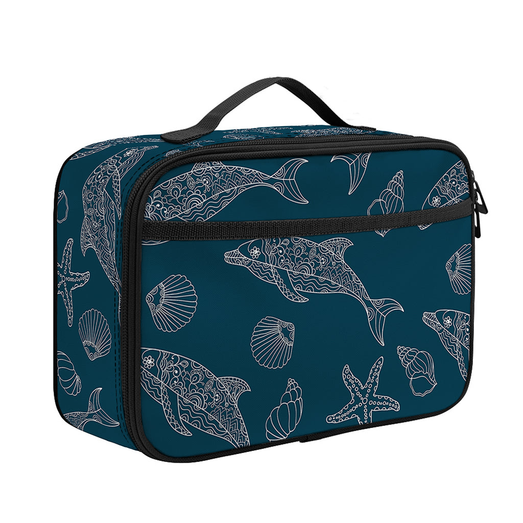 Vintage Dolphins Pattern Print Portable Lunch Bag