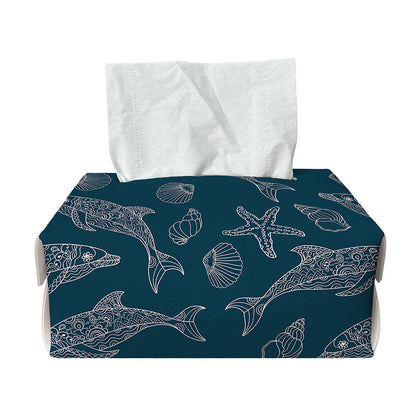 Vintage Dolphins Pattern Print Rectangle Tissue Box Cover