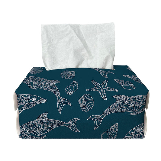 Vintage Dolphins Pattern Print Rectangle Tissue Box Cover