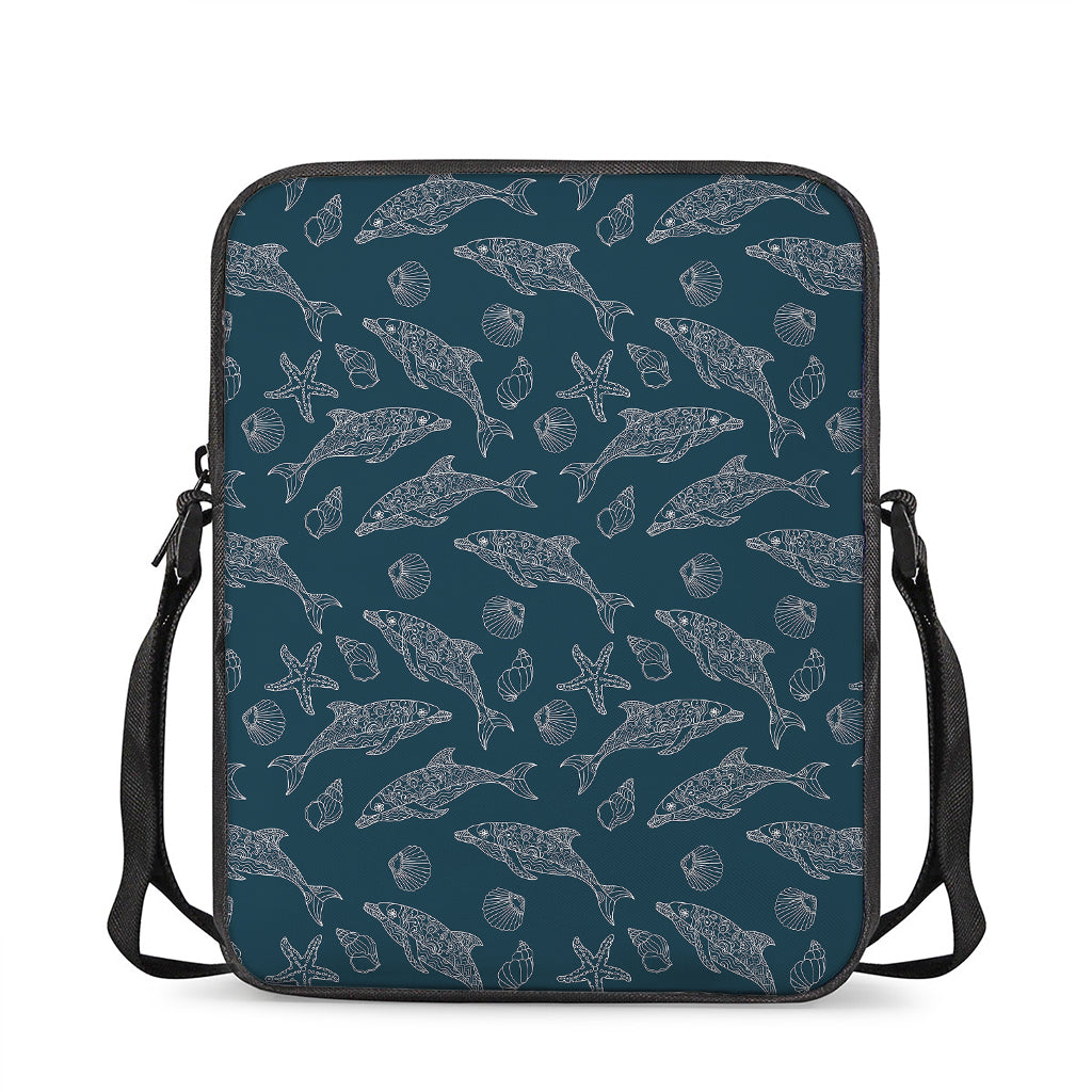 Vintage Dolphins Pattern Print Rectangular Crossbody Bag