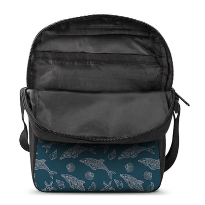 Vintage Dolphins Pattern Print Rectangular Crossbody Bag