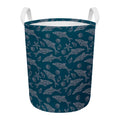 Vintage Dolphins Pattern Print Round Laundry Basket