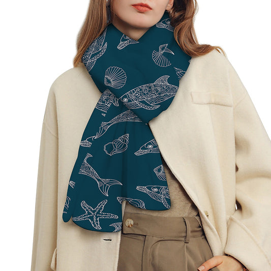 Vintage Dolphins Pattern Print Scarf