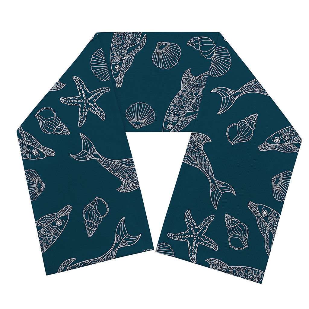 Vintage Dolphins Pattern Print Scarf