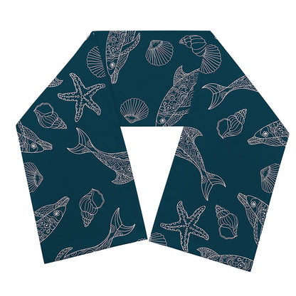 Vintage Dolphins Pattern Print Scarf