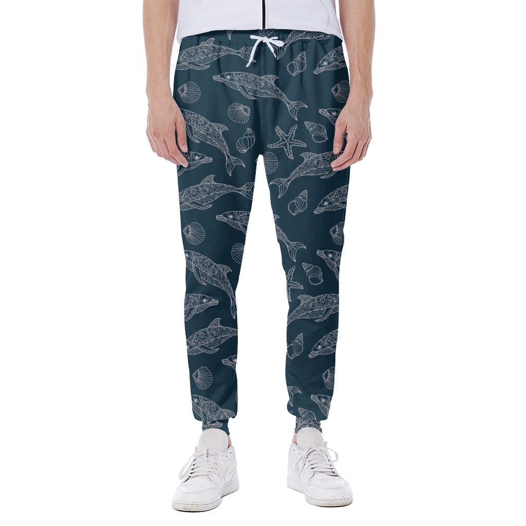 Vintage Dolphins Pattern Print Scuba Joggers