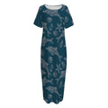 Vintage Dolphins Pattern Print Short Sleeve Long Nightdress