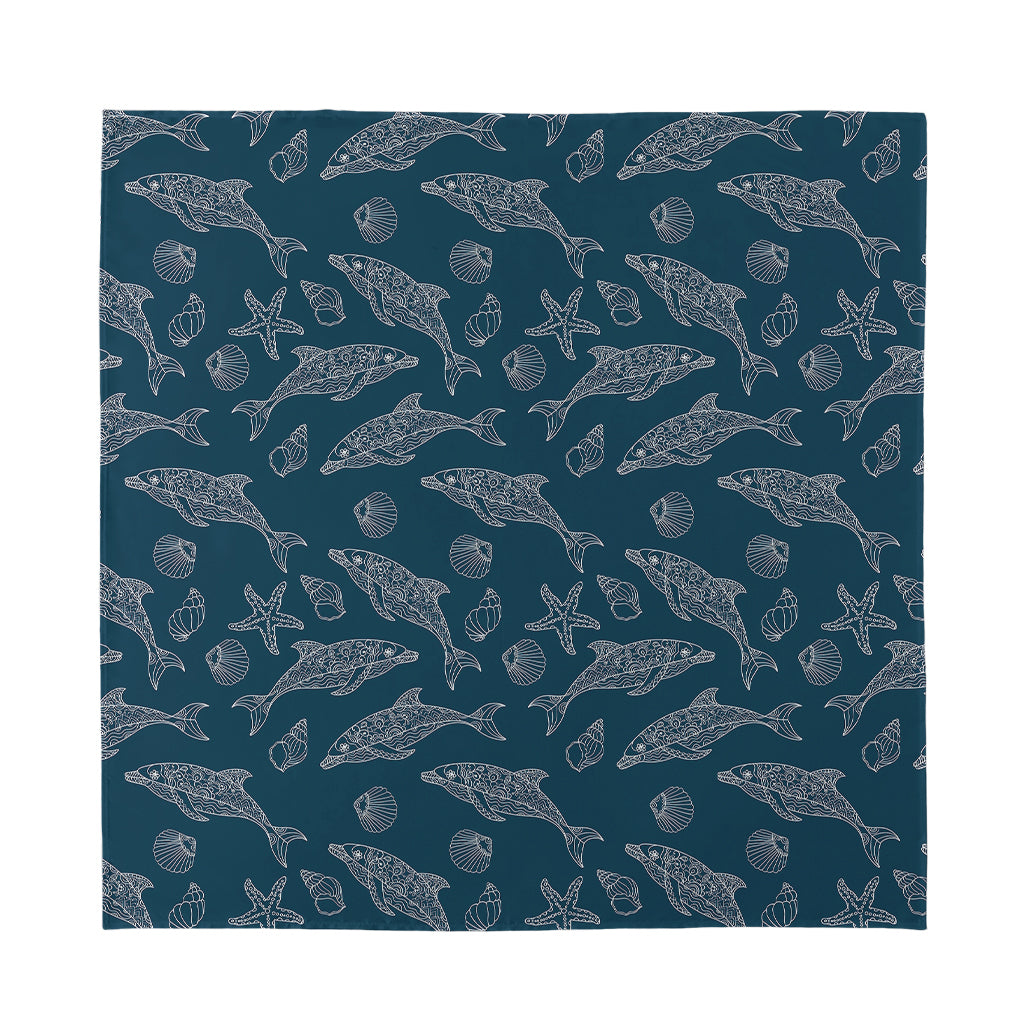 Vintage Dolphins Pattern Print Silk Bandana