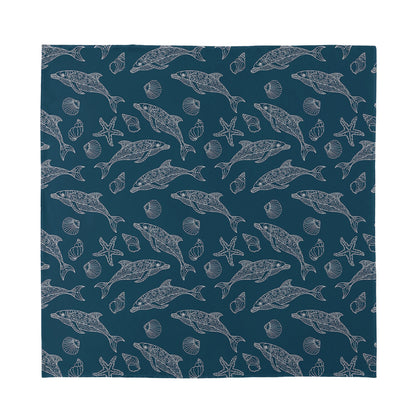 Vintage Dolphins Pattern Print Silk Bandana