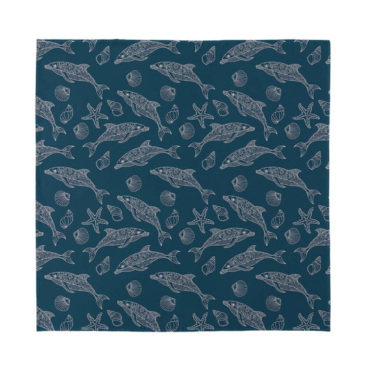Vintage Dolphins Pattern Print Silk Bandana