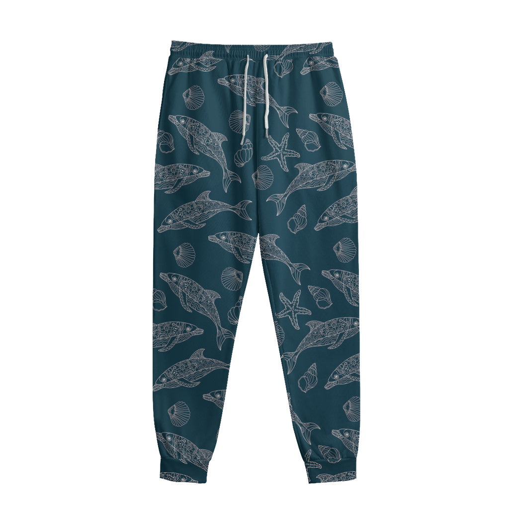 Vintage Dolphins Pattern Print Sweatpants