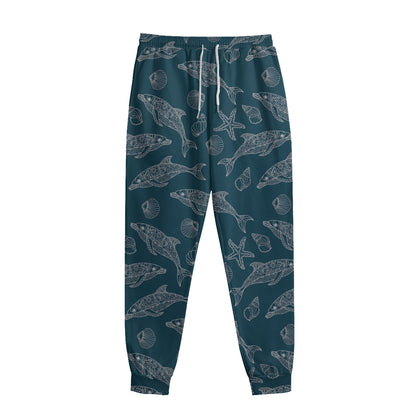 Vintage Dolphins Pattern Print Sweatpants