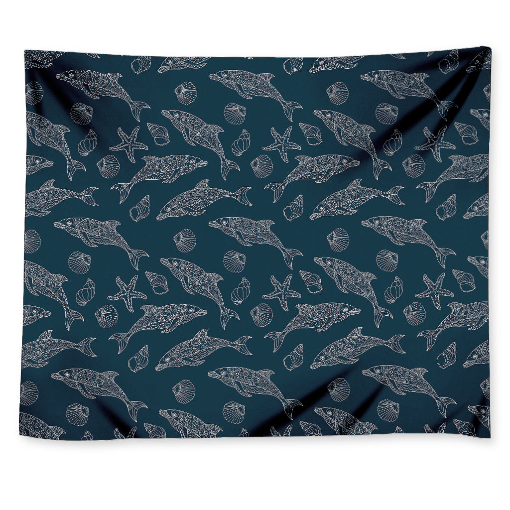 Vintage Dolphins Pattern Print Tapestry