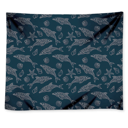Vintage Dolphins Pattern Print Tapestry