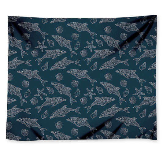 Vintage Dolphins Pattern Print Tapestry