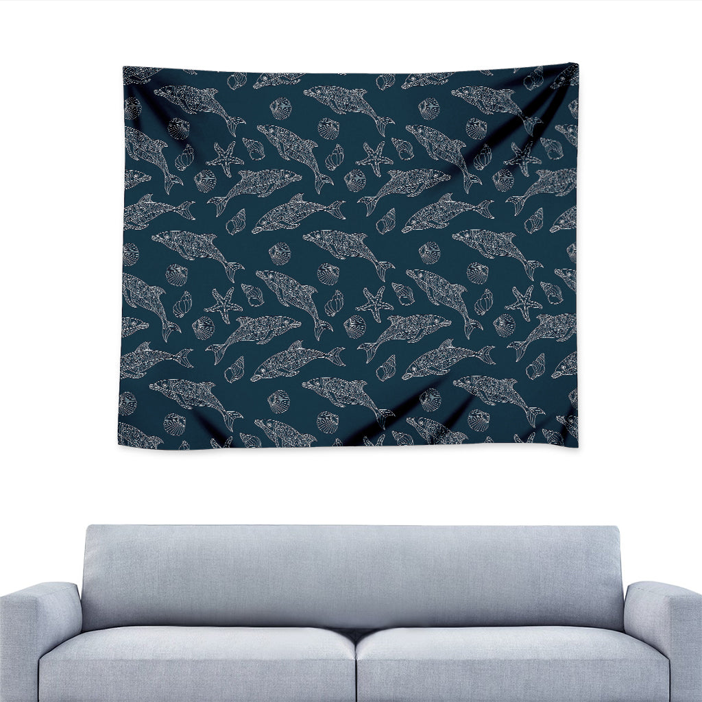 Vintage Dolphins Pattern Print Tapestry