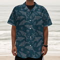 Vintage Dolphins Pattern Print Textured Short Sleeve Shirt