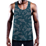 Vintage Dolphins Pattern Print Training Tank Top