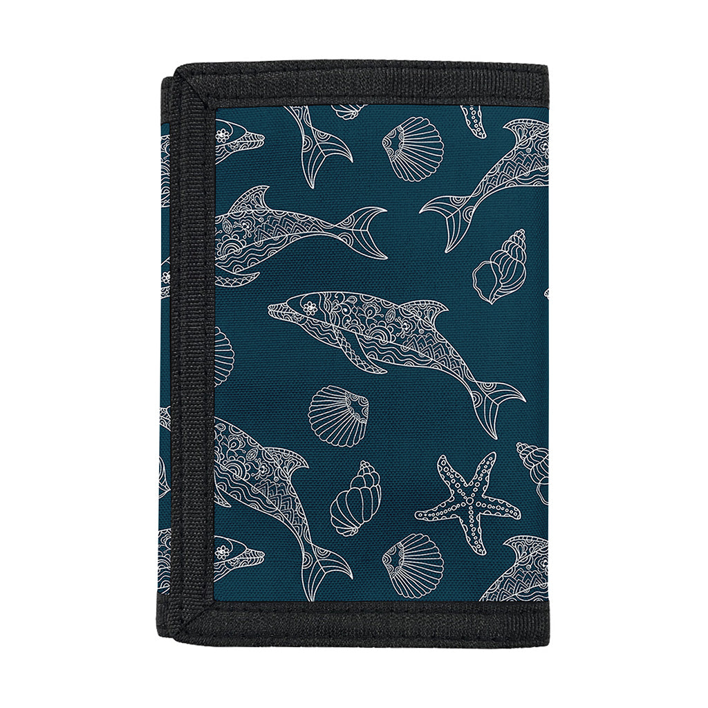 Vintage Dolphins Pattern Print Trifold Wallet