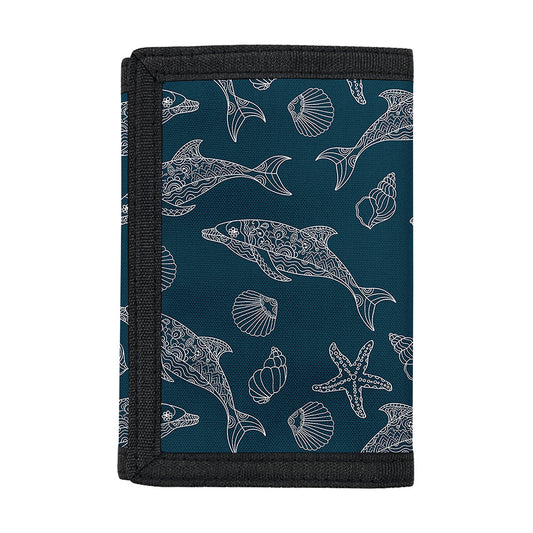 Vintage Dolphins Pattern Print Trifold Wallet