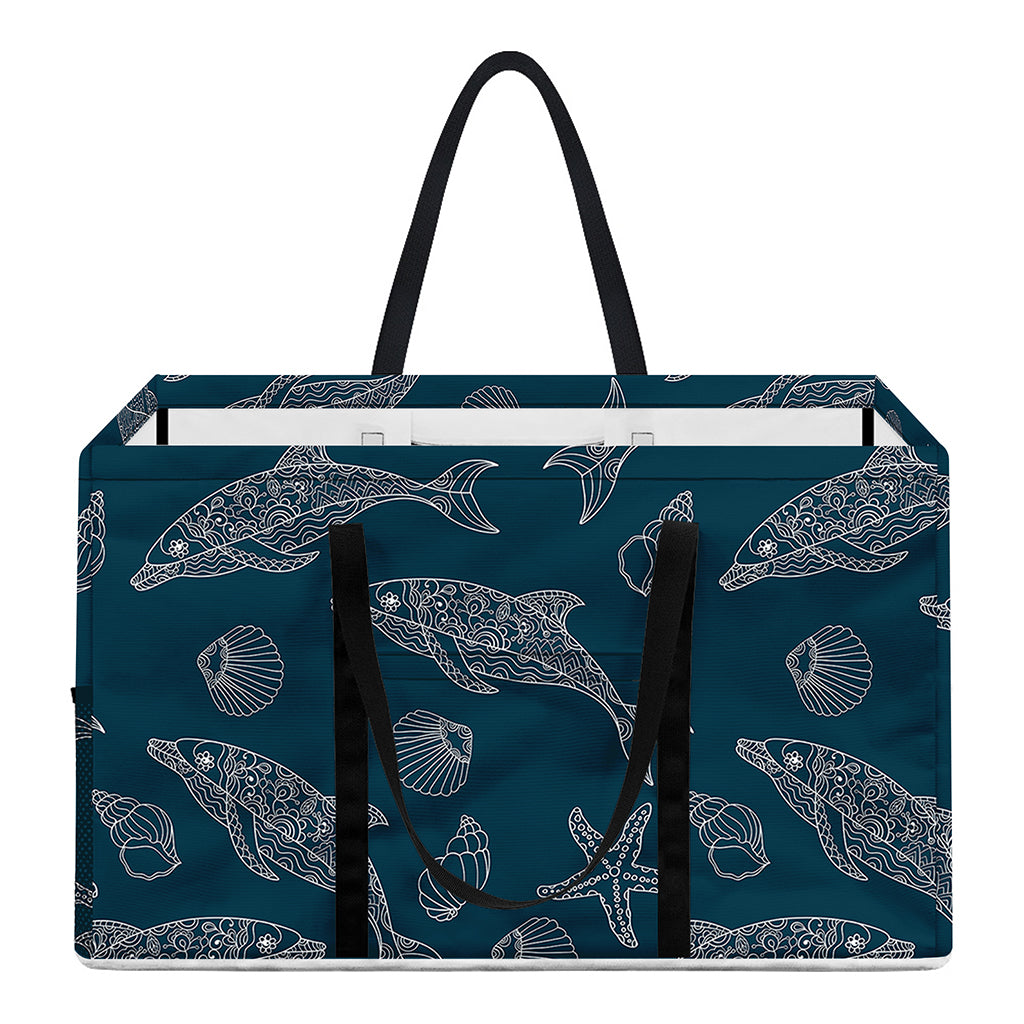 Vintage Dolphins Pattern Print Utility Tote Bag