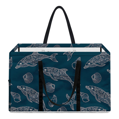 Vintage Dolphins Pattern Print Utility Tote Bag