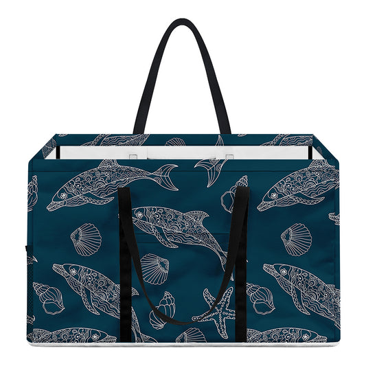 Vintage Dolphins Pattern Print Utility Tote Bag