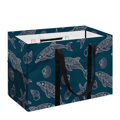 Vintage Dolphins Pattern Print Utility Tote Bag