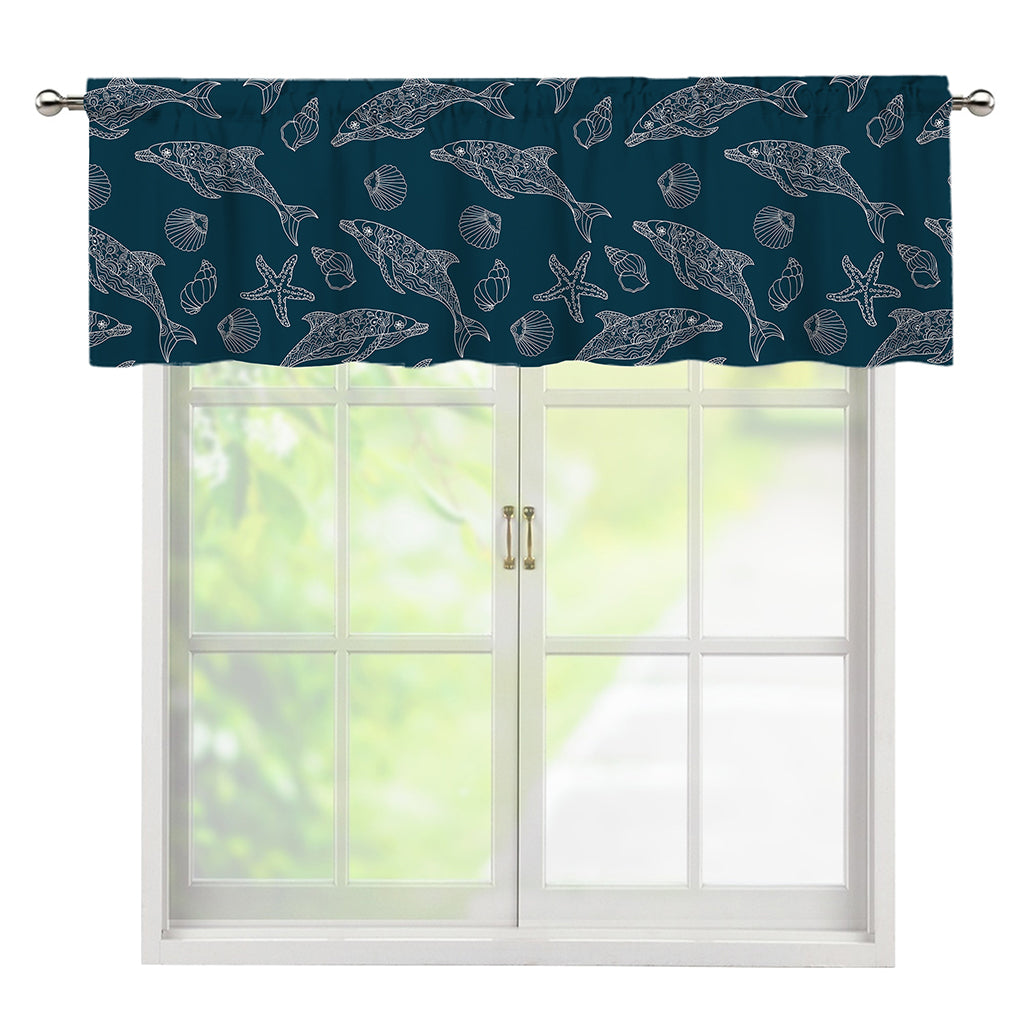 Vintage Dolphins Pattern Print Window Valance