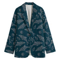 Vintage Dolphins Pattern Print Women's Cotton Blazer
